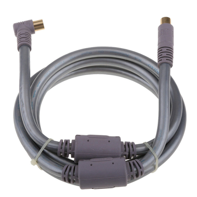 90 Degree TV 9mm Coaxial Cable Aerial Male to Male RF Antenna Cable gray