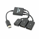 USB 3.1 Type C Male to 2 Dual USB A 2.0 Female + Micro-USB Female 3 in 1 OT G6I5