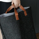 Felt Storage Basket with Open Buttons Dirty Clothes Laundry Basket Foldable