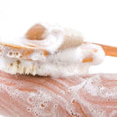 Wooden Loofah Back Scrubber Sap Body Sponge Long Handled Showe Bath Brush S Z9F1