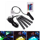 4X/Set 9LED Car Interior Floor Atmosphere Light Strip Remote Control Colorful