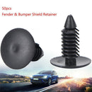 50pcs Auto Car Trunk Bumper Fender Retainer Push Black Plastic Clips Fastener Nw