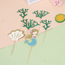6PCS Starfish Mermaid Happy birthday Cake Toppers Cupcake Baby Shower DIY Gi Gw