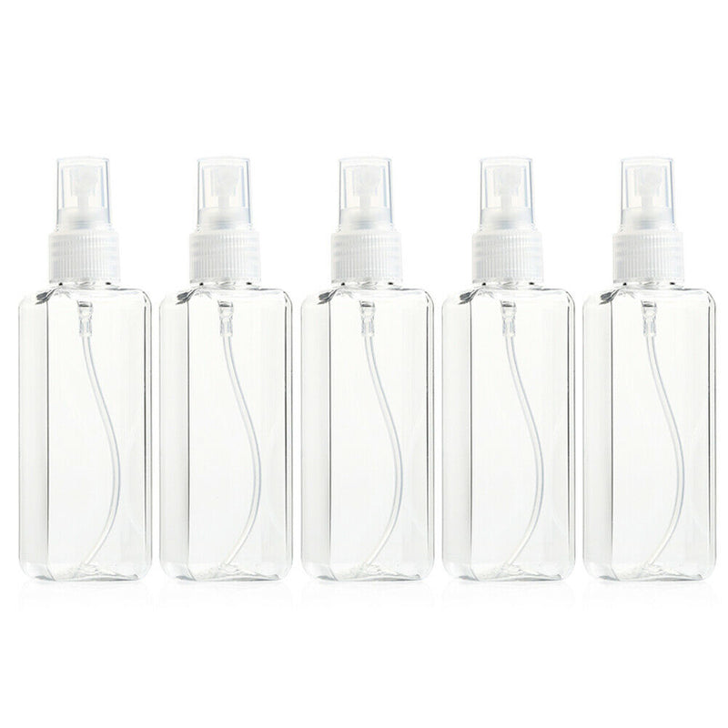 5pcs 100ml Portable Transparent Plastic Empty Spray Bottles Refillable Bottles
