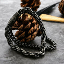 Black Plated Double Layer Men's Bracelet Stainless Steel Heavy Metal BraceleP7S4