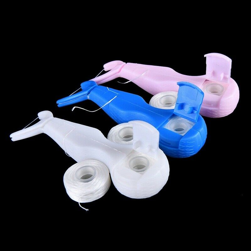 1Set Dental Teeth Clean Wax Dental Floss Stick Toothpick Tooth tool blue G8I6