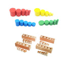 Montessori Sensorial Material - Knobless Cylinders Family Set & Wooden Block