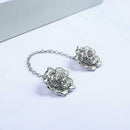 Rhinestone Brooch Flower Chain Collar Clips Women Cardigan Pins Jewelry A