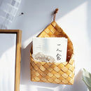 wicker brown wood wall hanging pocket basket flat back door decor country decoME