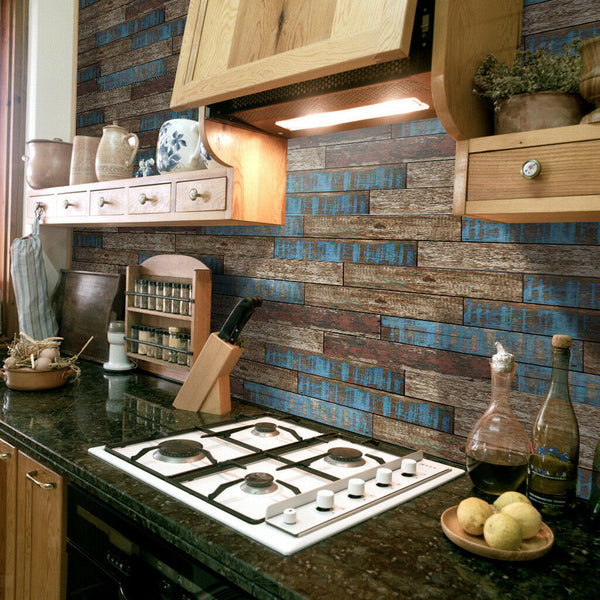 Waterproof Timber Plank Stick Tile Wall Paper for Kitchen Bathroom Home 07
