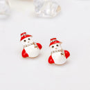 Christmas Earrings Santa Claus Snowman Bells Women Ear Studs Jewelry (02) A