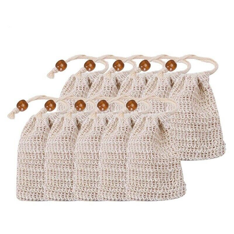 Ramie Soap Bags 10 Pack Natural Soap Bags with Drawstring Soap Saver Pouch  V5Z5