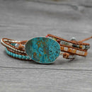 Latest Leather Wrap Beaded Bracelet Huge Ocean Stone Bracelet Chic Jewelry BH9O3