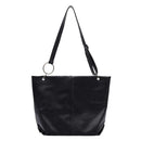 Women Leather Shoulder Crossbody Bag Large Capacity Travel Handbag (Black)