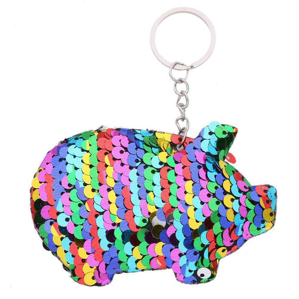 Sequins Pig Keychain Car Backpack Accessories Keyring Pendants (Multicolor) A#S