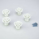 Drawer Knob Furniture Handles White Ceramic Rose Knob 5 Piece