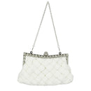 WHITE satin bridal evening prom clutch handbag purse