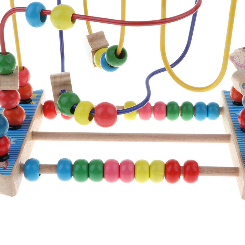 Wooden Space Bead Maze Roller Coaster, Activity Cube Educational Abacus Beads