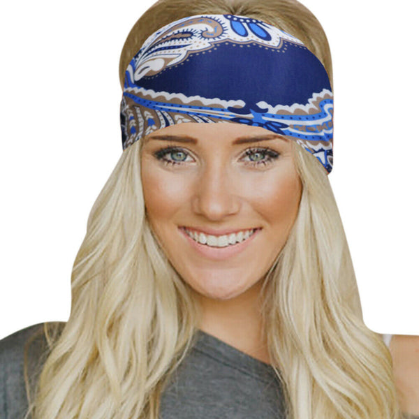 Women Soft Sweatband Stretch Printing Hairband Fashion Gym Yoga Headband A#S