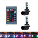 2Pcs 881 5050 LED RGB Car Headlight Fog Lights Lamp Bulb + Remote Accessories