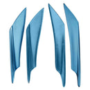 4Pc PP Universal Car Front Bumper Lip Splitter Trim Fin Body Spoiler Canard Blue
