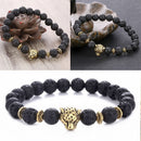Natural weathering /volcanic/azurite agate Stone Beads leopard Head Bracelet Top