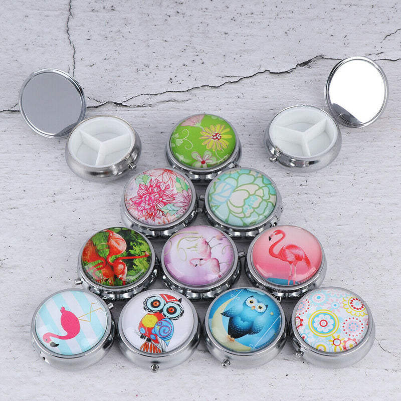 Portable Metal Pill Box Medicine Organizer Storage Container Folding Pill C JR