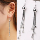 PopSilver Plated Earrings For Women Round Long Dangle Drop Earrings With Tass`3C