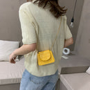 Pure Color Leather Mini Shoulder Bags Women Chain Messenger Bags (Yellow)