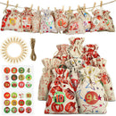 24Pack Countdown Bag Hanging Candy Gift Sack Pouch Clips Stickers Rope ChriSEAU