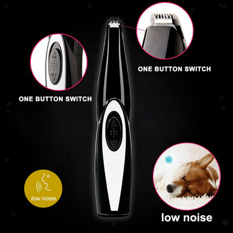Dog Foot Ear Hair Trimmer Shaver Clippers Cordless Pet Grooming Tool Black