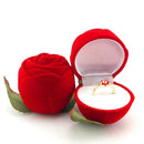 Rose Flower Flocking Ring Box Wedding Valentine Gift Packing Case with Rod