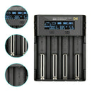 Intelligent LCD Charger 4-Slot For 18650 21700 26650 Lithium AA AAA Nimh Battery