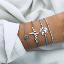 Multilayer World Map Heartbeat Beaded Bracelet Jewelry Fashion Bracelet Bracelet