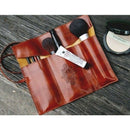 Retro Roll Leather Makeup Cosmetic Brush Pen Pencil Case Organizer Pouch BaFBES