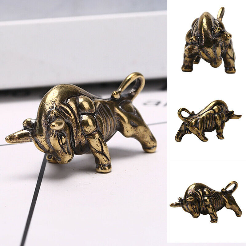 Solid Brass Bull Keychain Pendant Zipper Head Accessories Tools Outdoor Key R Gn