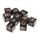 10pcs 6 Sided Dice D6 Polyhedral Dice for Dungeons and Dragons Table Games Gray
