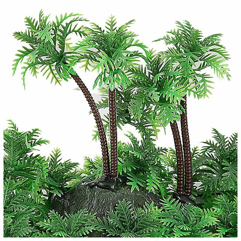3.9 inch Height Artificial Coconut Palm Plant for Aquarium Fish Tank Green O5V8