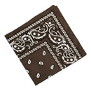 Unisex Cotton Double Sided Print Cowboy Bandana Head Wrap Neck Scarf Coffee