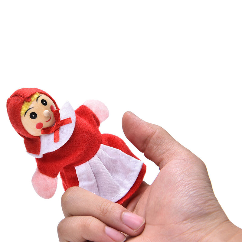 4 Pcs / Set Little Red Riding Hood Finger Puppet Wood-headed Baby Educational ME