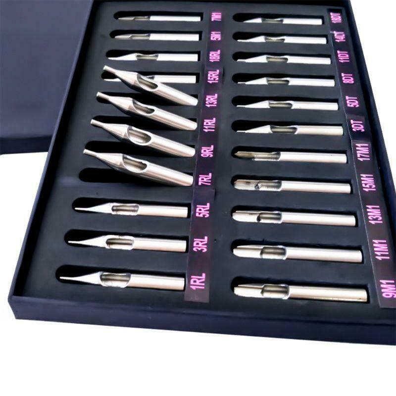 High Quality 22PCS 304 Stainless Steel Tattoo Tips Kit Tattoo Nozzle Tips Mix