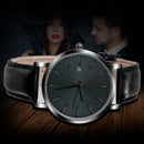 Simple PU Leather Band Men Teen Date Analog Daily Waterproof Quartz Watches A