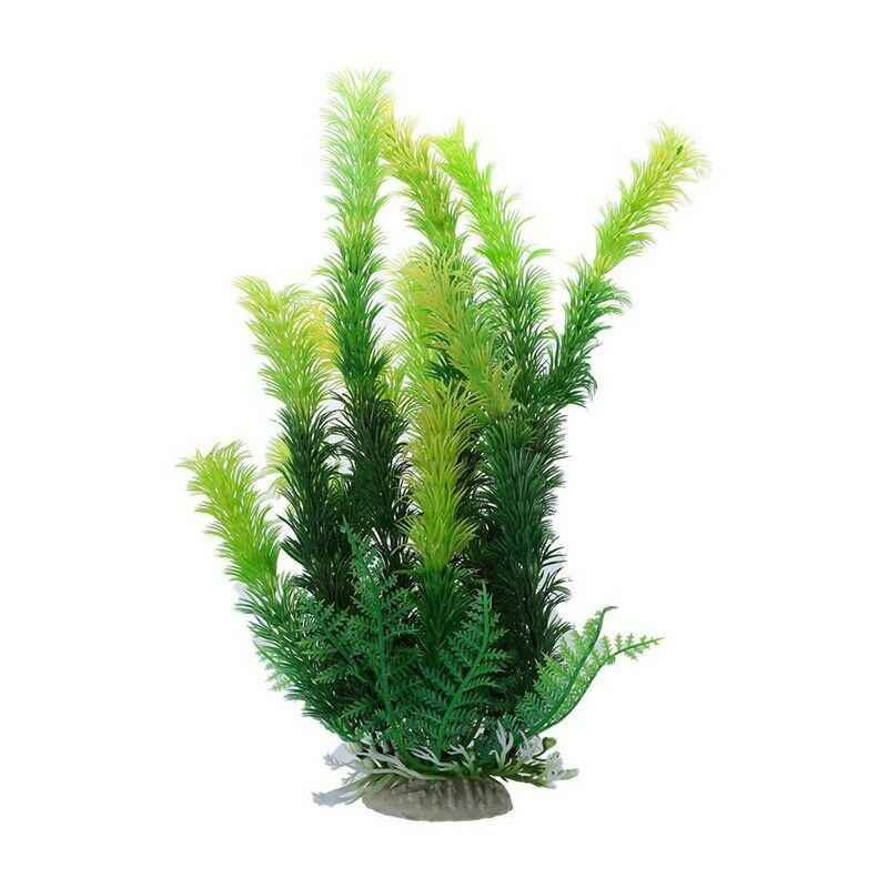 Aquarium Ceramic Base 9.8" Height Plastic Aquatic Plant Green