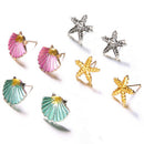 4Pairs/Set Starfish Shell Ear Stud Earrings Wedding Bohemian Beach Jewelry  JR