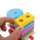 Kids Wood Educational Toys Color Shapes Block Board Stack Sort Chunky Puzzle