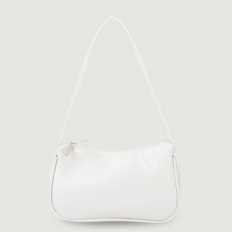 Women Handbags Solid Color PU Leather Female Shoulder Underarm Bag (Beige)