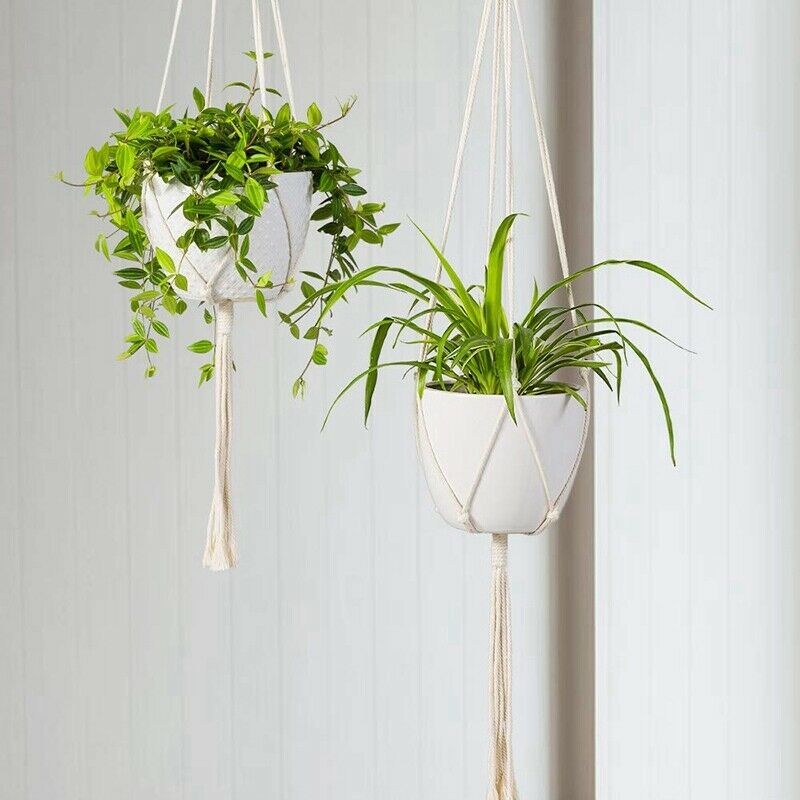 Macrame Plant Hanger 2Pcs Indoor Outdoor Wall Hanging Planter Basket - Cott