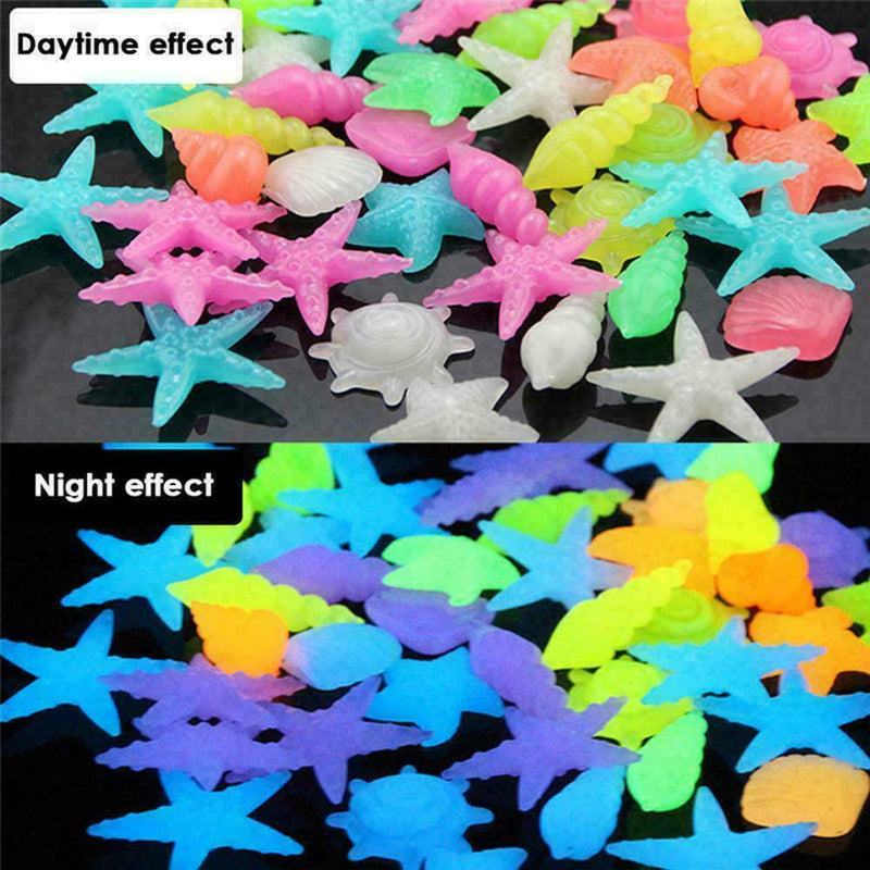 10pcs Luminous Stone Shells Star Aquarium Fish Tank new Plastic Decor DIY S R2I3