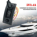 5V 3.4A 2 Port USB Charger Panel IP66 Waterproof for Boat Marine Yacht RV Truck