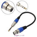 3P XLR Female Jack to 1/4" 6.35mm Male Plug Stereo Microphone Adapter Cable